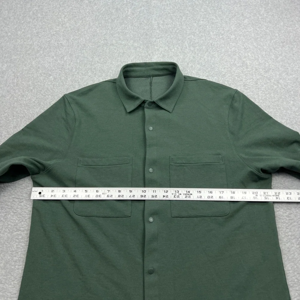 Lululemon Stretch French Terry Overshirt Mens Large Green Snap Up Shacket M3F8SS